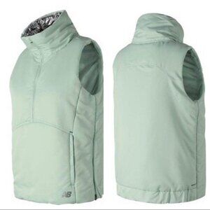 New Balance Radiant Heat Vest Half Zip Pullover Pockets Green Jacket M